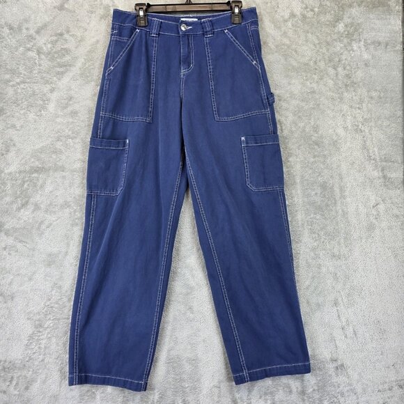 Garage Carpenter Pants Womens 7 Blue Utility Workwear Cargo Hammer Loop Cotton - Picture 1 of 11